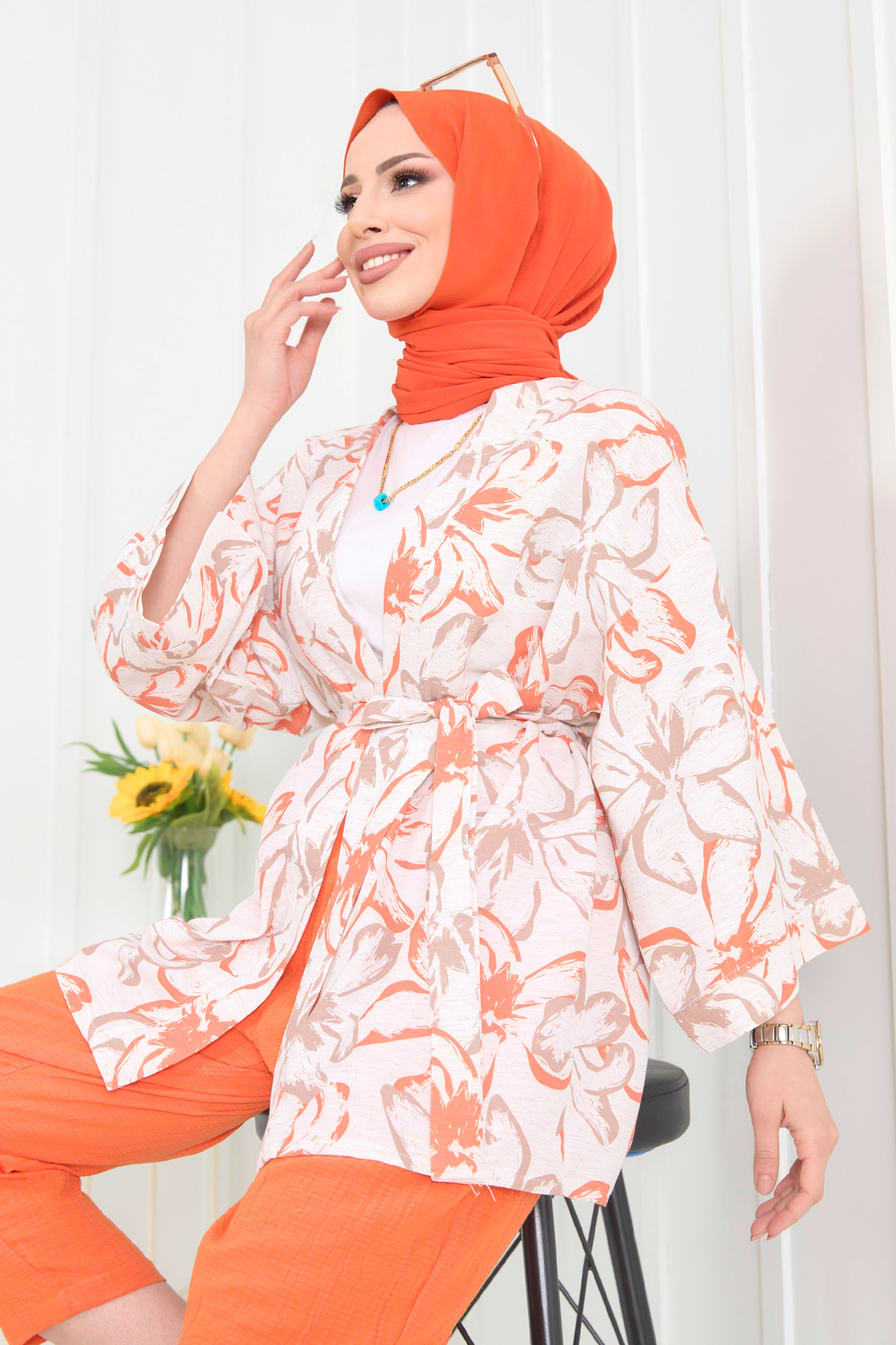22371-ORANJ Ceket