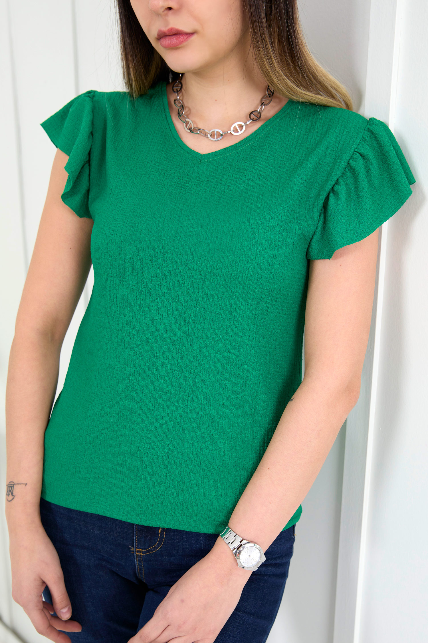 22380-YESIL Bluz