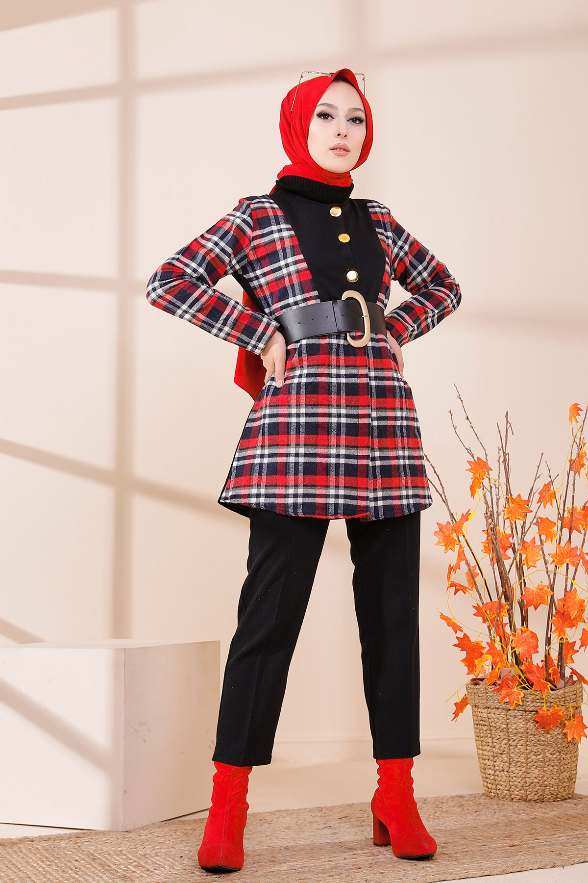 Belted Tunic Red - 3418
