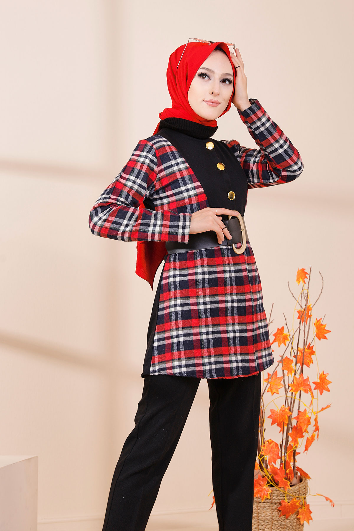 Belted Tunic Red - 3418