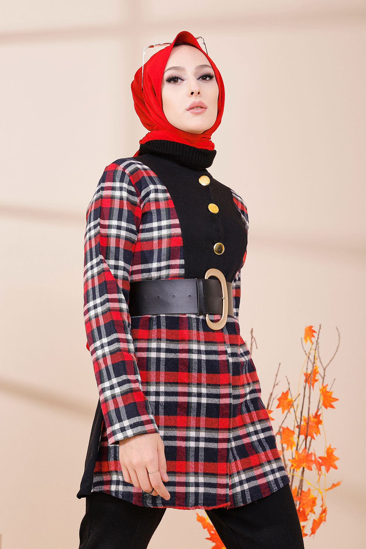 Belted Tunic Red - 3418