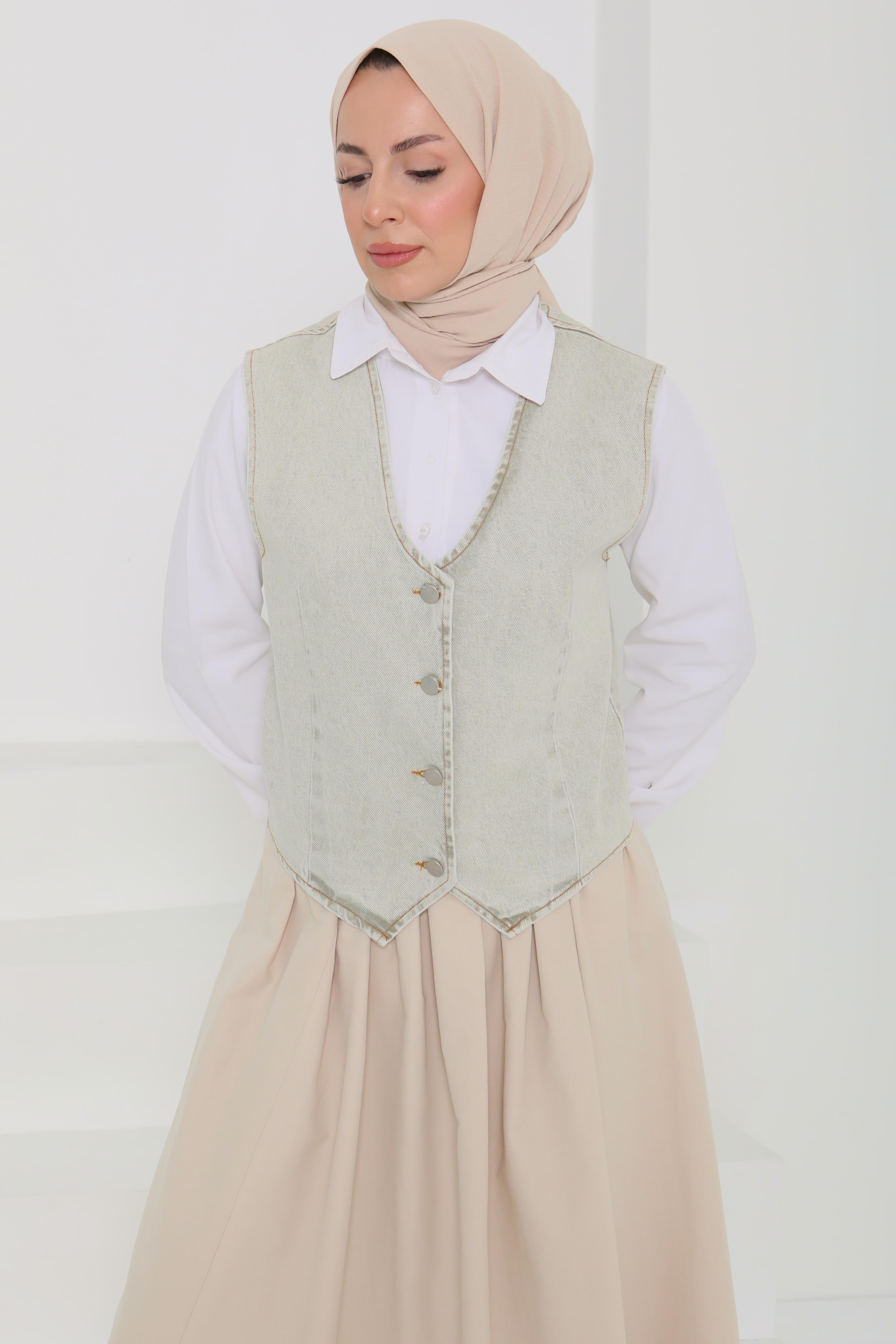 Denim Kısa Yelek - 27099