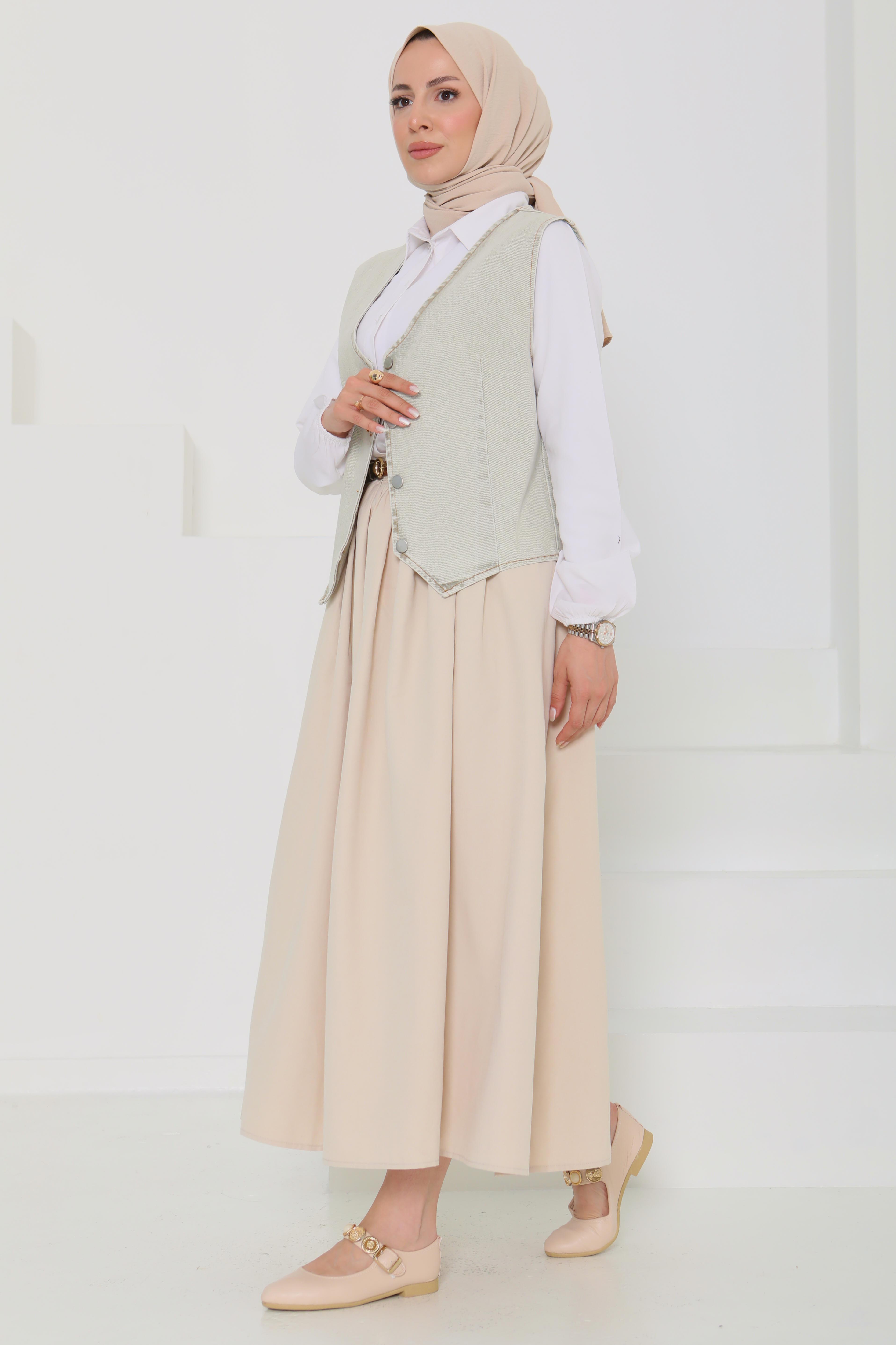 Denim Kısa Yelek - 27099