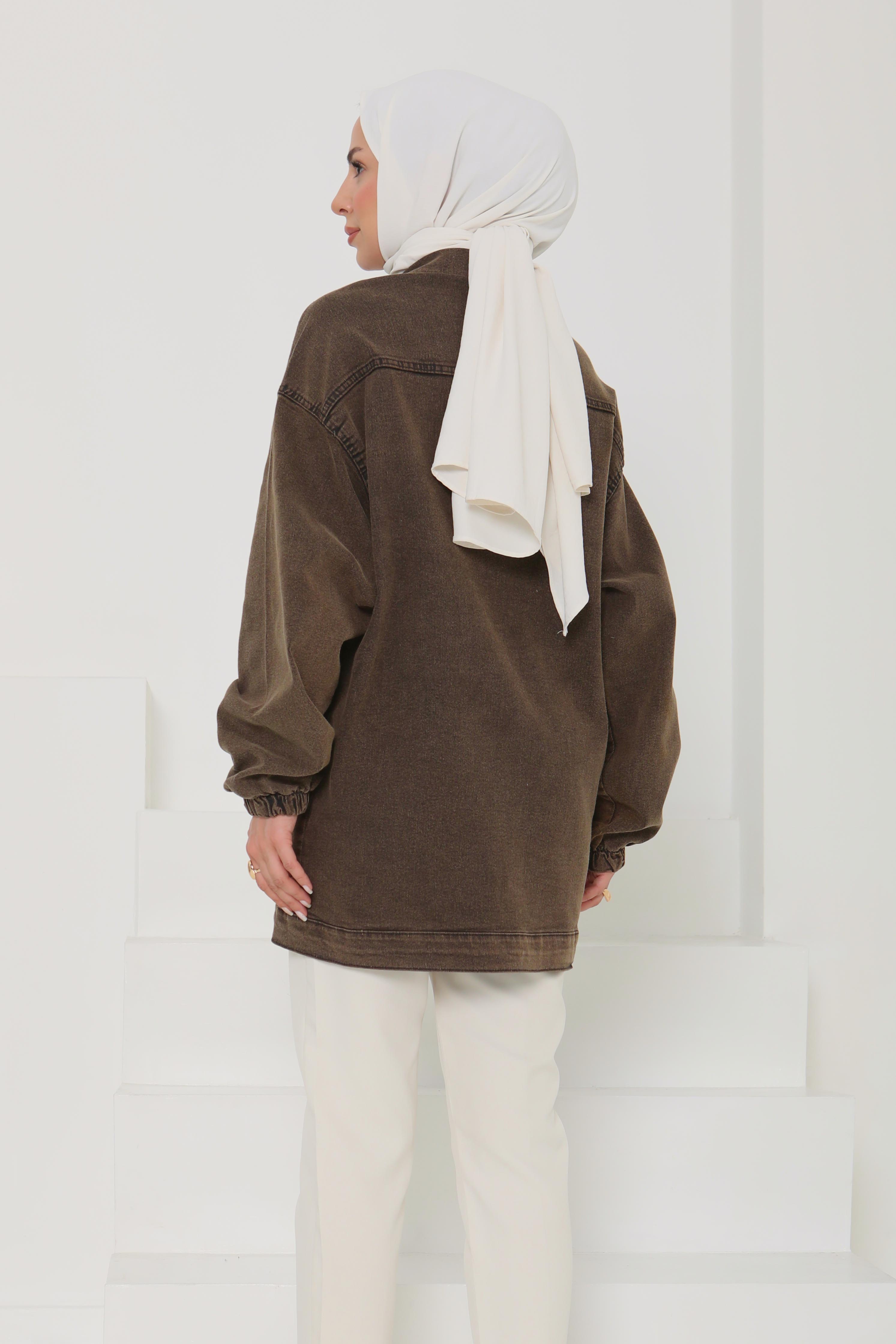 Kadın Oversize Körüklü Cep Kot Ceket - 26578