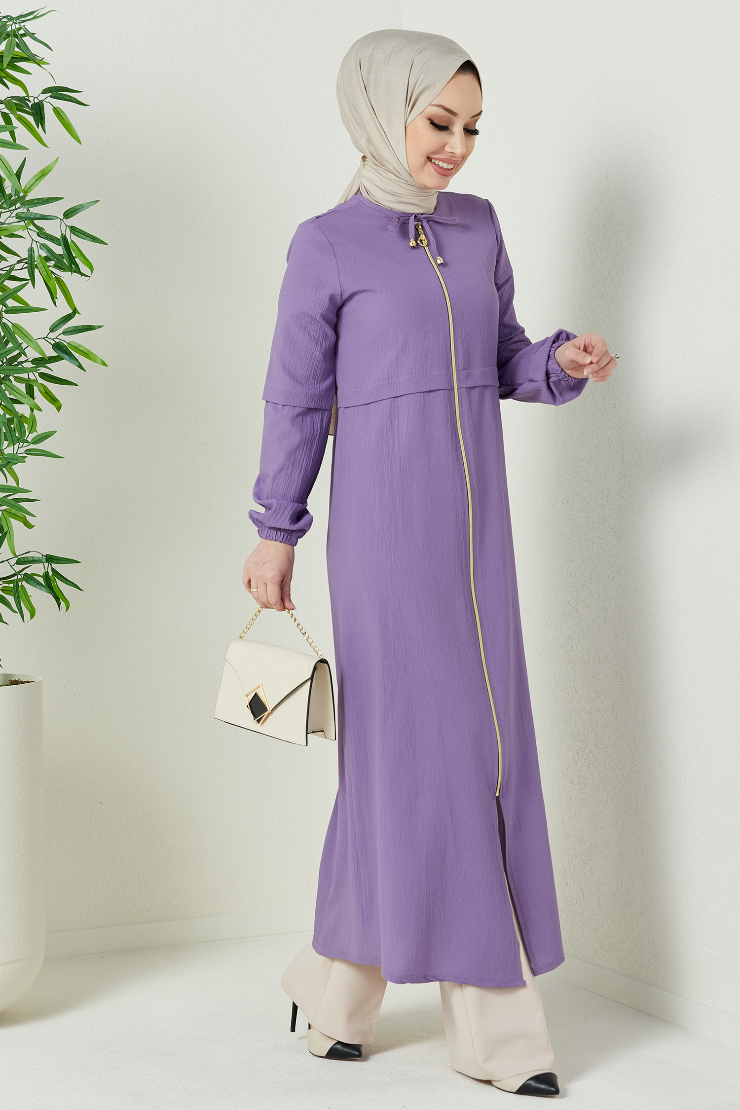 Ferace Lıla - 3659 Boydan Fermuarlı Ferace