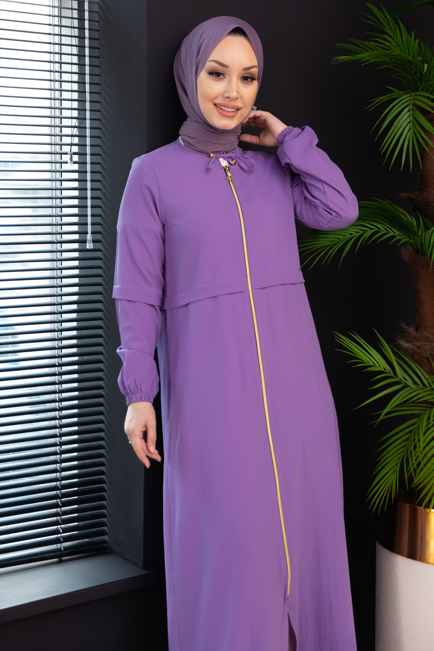 Ferace Lıla - 3659 Boydan Fermuarlı Ferace