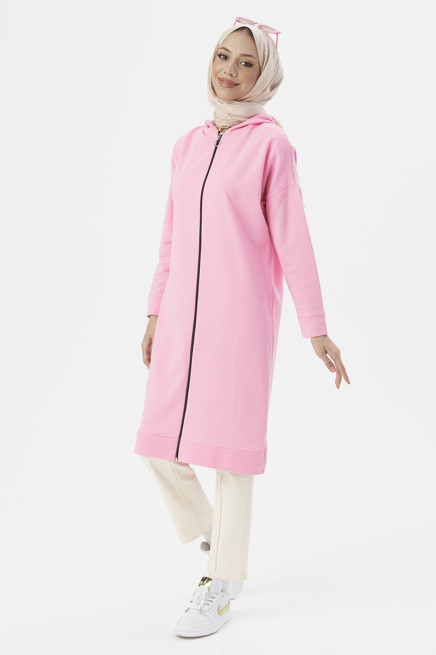 Pink Zippered Cardigan - 3243
