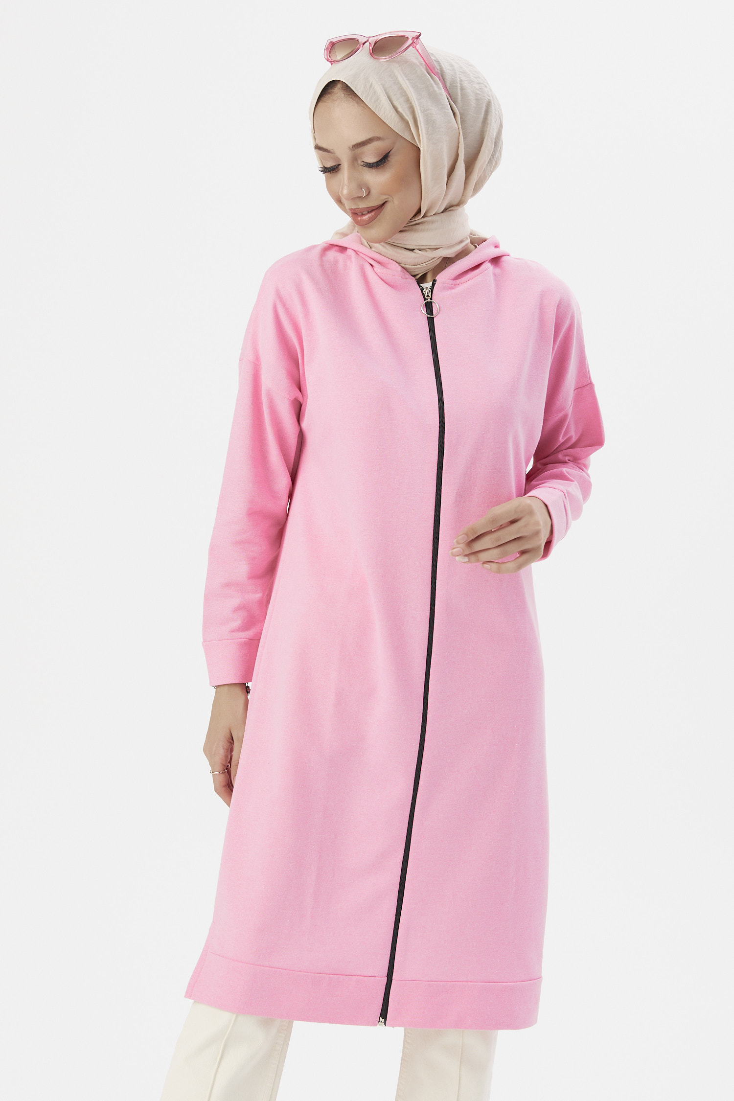 Pink Zippered Cardigan - 3243