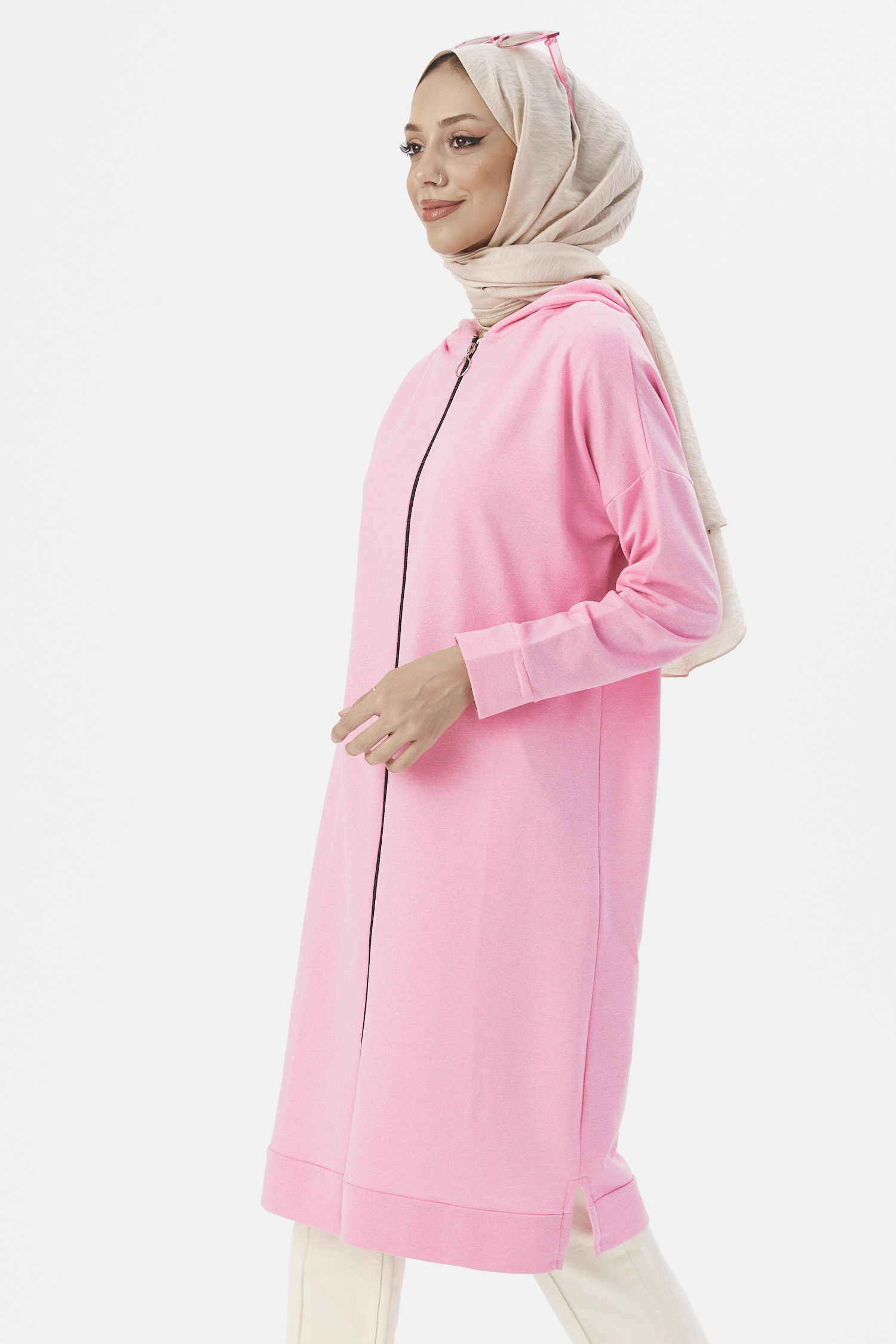 Pink Zippered Cardigan - 3243