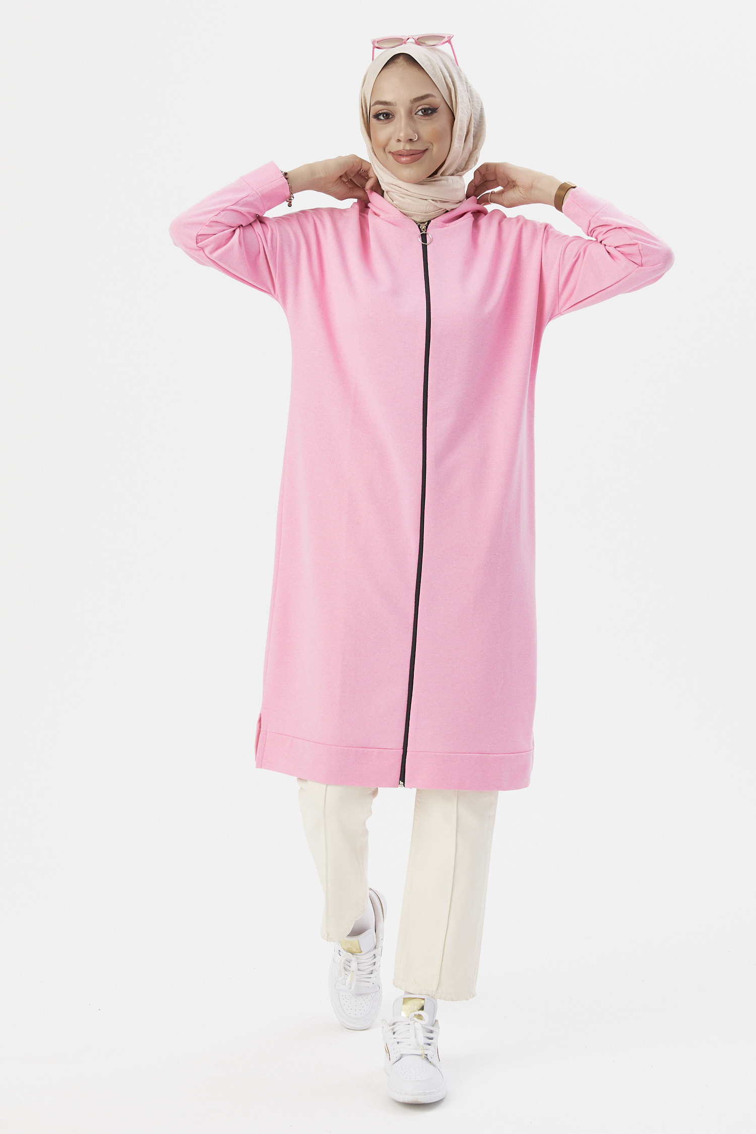 Pink Zippered Cardigan - 3243