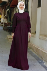 Abiye Elbise Bordo - 11003 - TOFİSA (1)