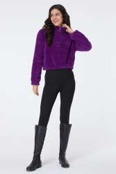 Peluş Crop Mor - 13052 · 2