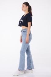 İspanyol Paça Kot Pantolon Buz Mavi - 23049 · 3