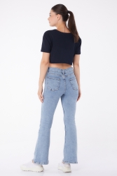 İspanyol Paça Kot Pantolon Buz Mavi - 23049 · 4
