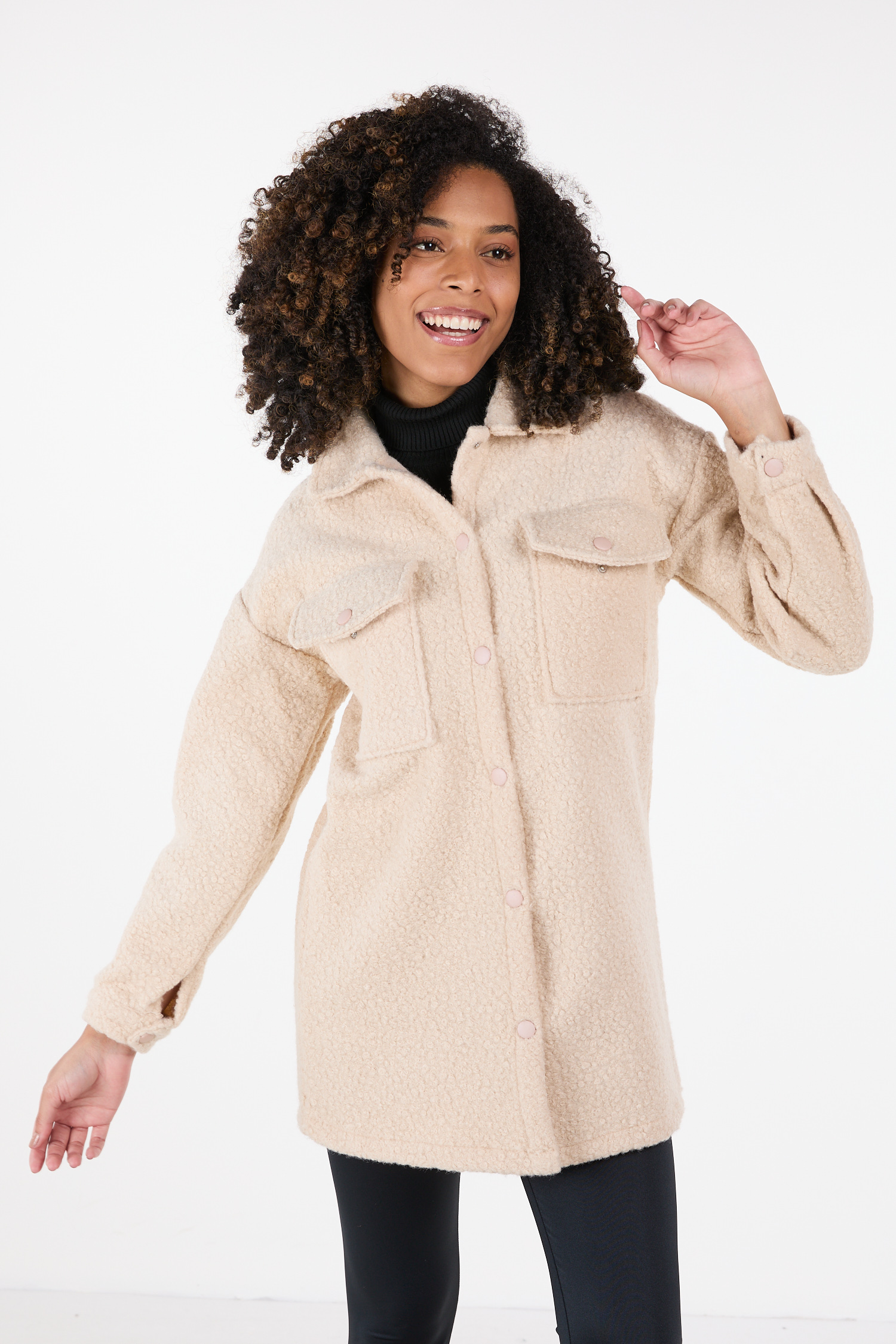 Kaşe Kaban Krem - 23436