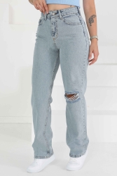 23808-BUZ-MAVI-KAR Palazzo Lazerli Kot Pantolon - TOFİSA (1)