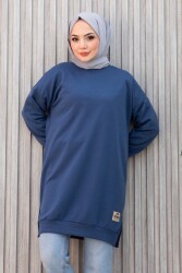 Armalı Yırtmaç Detaylı Vortex Tunik - 27952-INDIGO - TOFİSA (1)