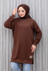 Armalı Yırtmaç Detaylı Vortex Tunik - 27952-KAHVE - TOFİSA