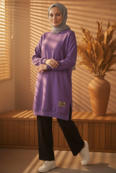 Armalı Yırtmaç Detaylı Vortex Tunik - 27952-MOR - TOFİSA (1)