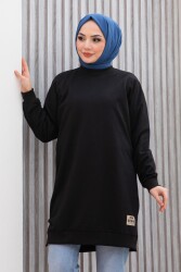 Armalı Yırtmaç Detaylı Vortex Tunik - 27952-SIYAH - TOFİSA (1)