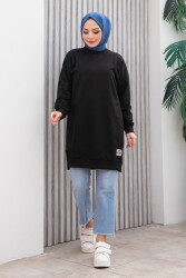 Armalı Yırtmaç Detaylı Vortex Tunik - 27952-SIYAH - TOFİSA