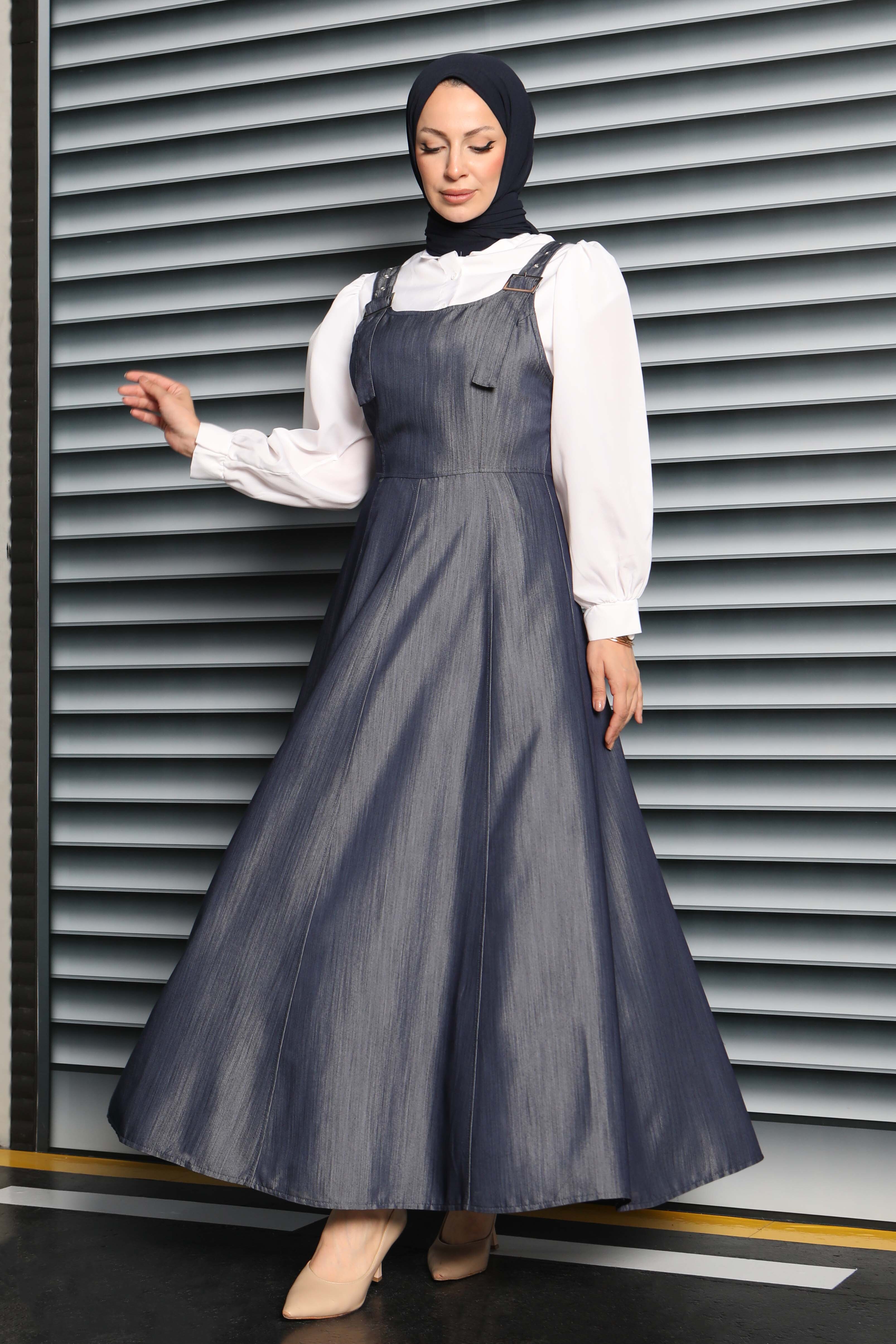 Askılı Gabardin Salopet  - 27832-ACIK-LACIVERT