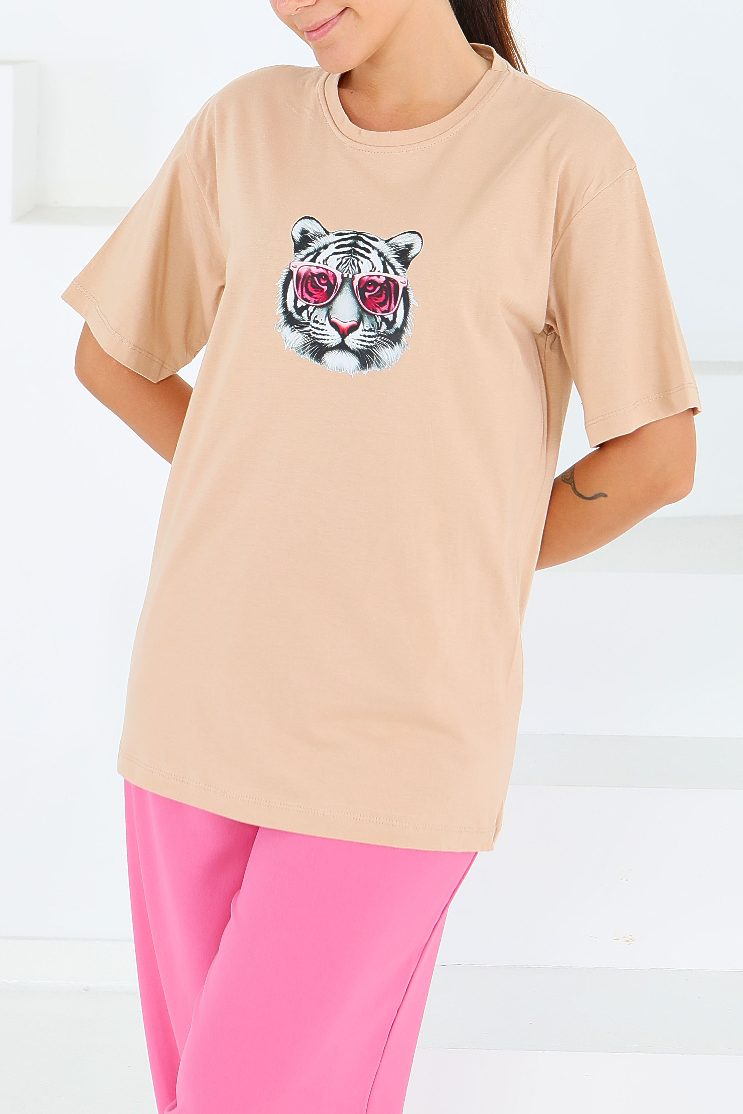 Baskılı Kısa Kollu T-Şhirt - 27571 