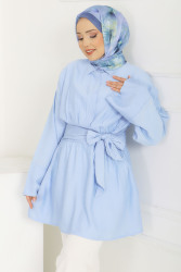 Belden Bağlamalı Tunik - 28385-BEBE-MAVI - TOFİSA