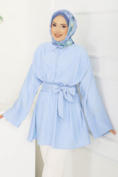 Belden Bağlamalı Tunik - 28385-BEBE-MAVI - TOFİSA (1)