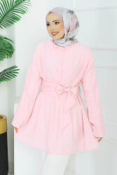 Belden Bağlamalı Tunik - 28385-PEMBE - TOFİSA