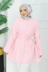 Belden Bağlamalı Tunik - 28385-PEMBE - TOFİSA (1)