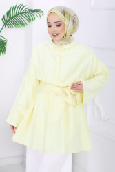 Belden Bağlamalı Tunik - 28385-SARI - TOFİSA
