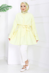 Belden Bağlamalı Tunik - 28385-SARI - TOFİSA (1)