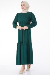 Beli Bağcıklı Elbise Zümrüt - 27303 - TOFİSA