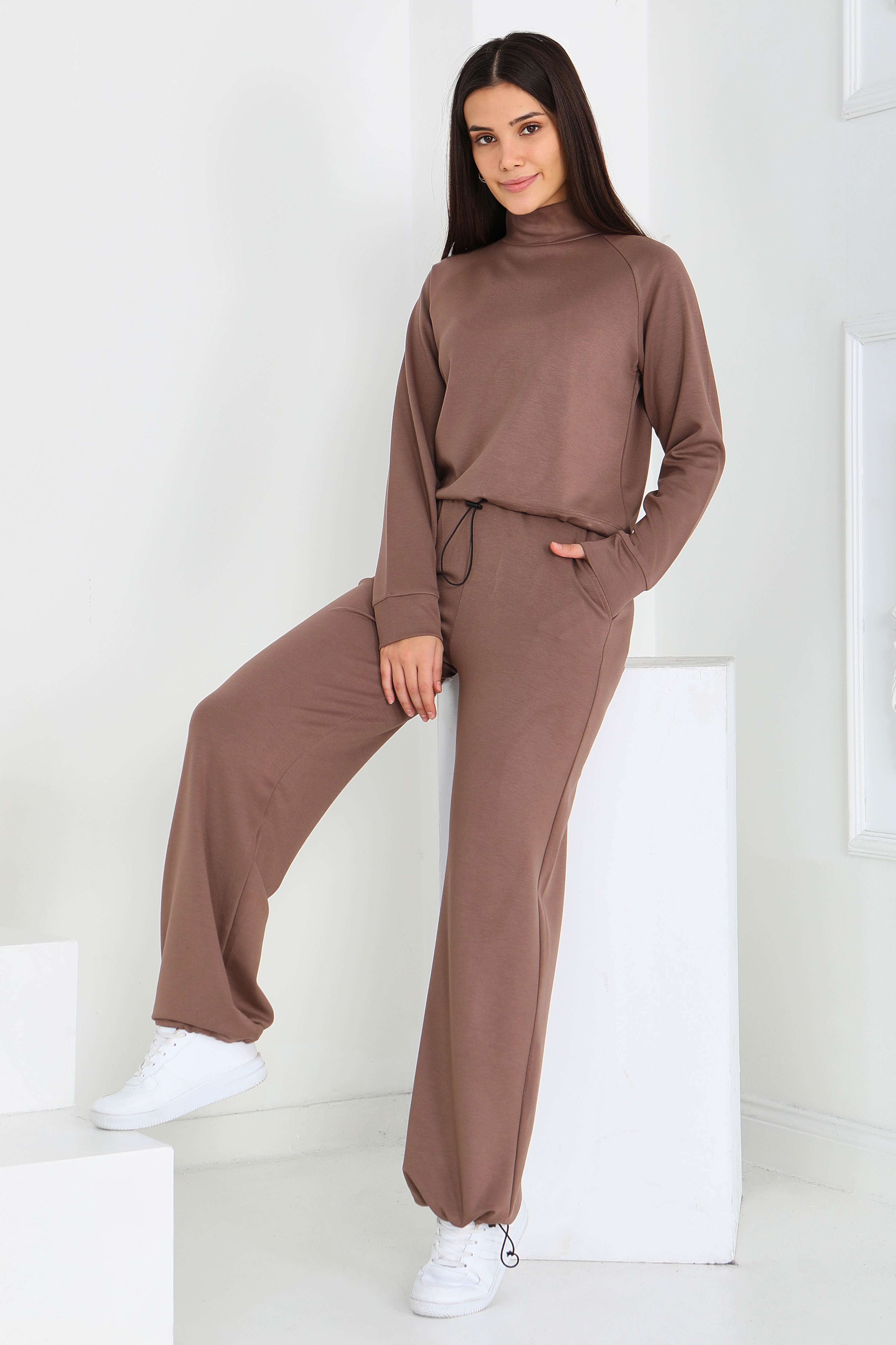 Beli Lastikli Detaylı Modal İkili Takım  - 27876-VIZON