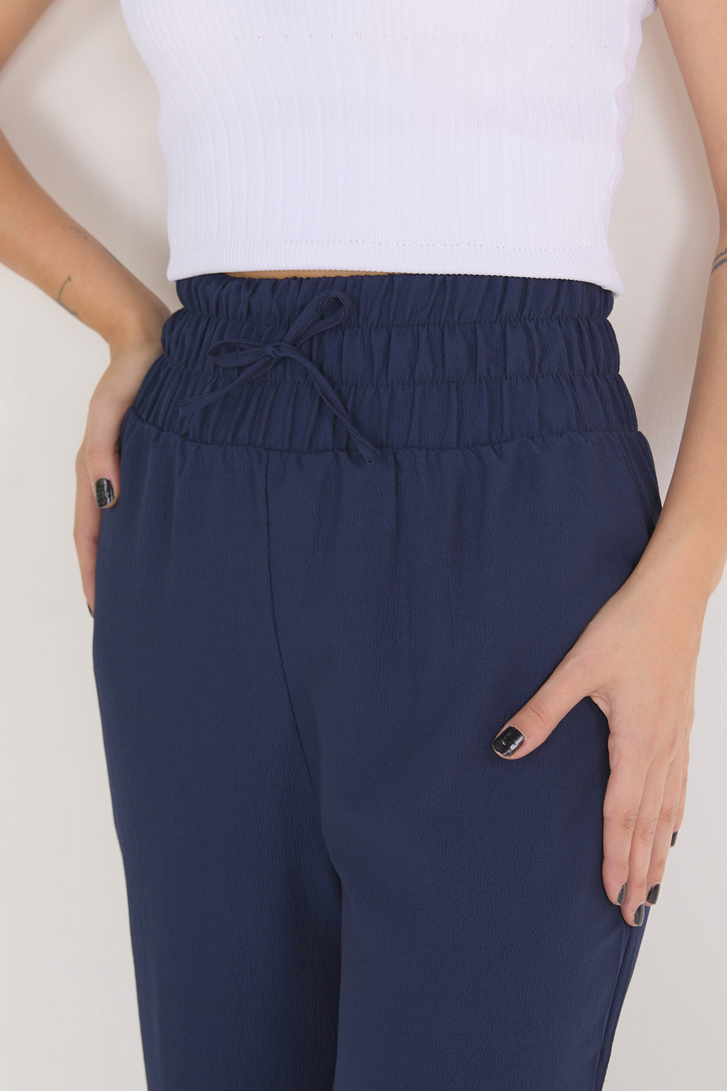 Beli Lastikli Pantolon Lacivert - 27074