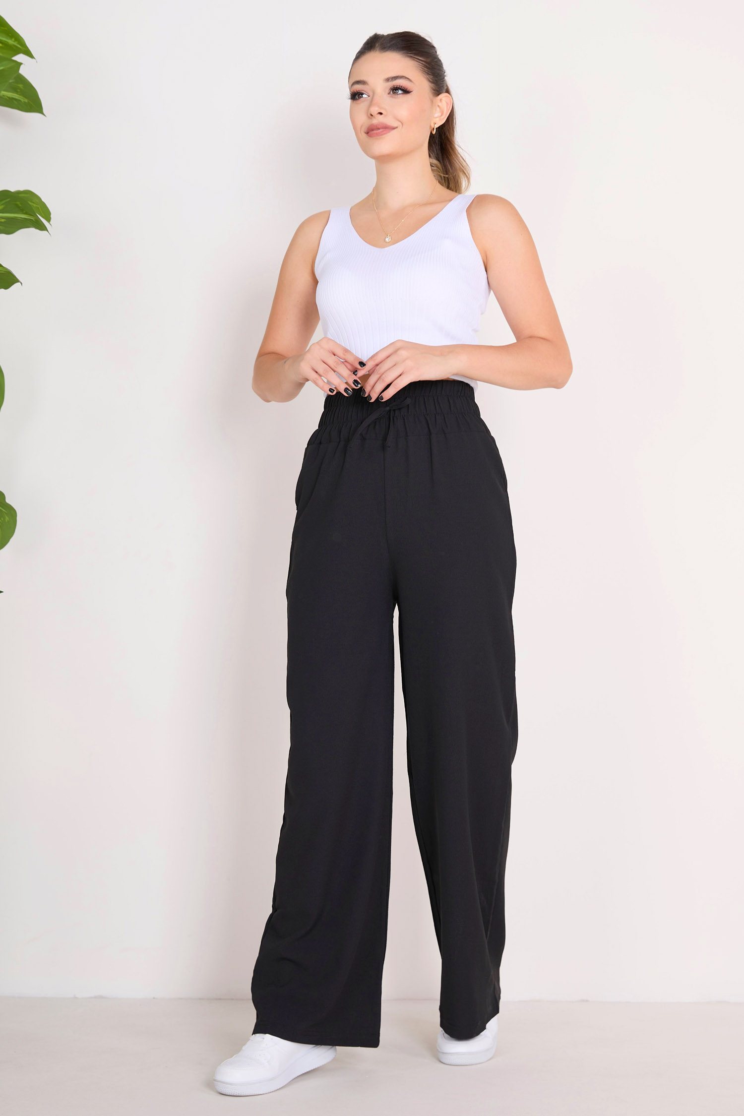 Beli Lastikli Pantolon Siyah - 27074