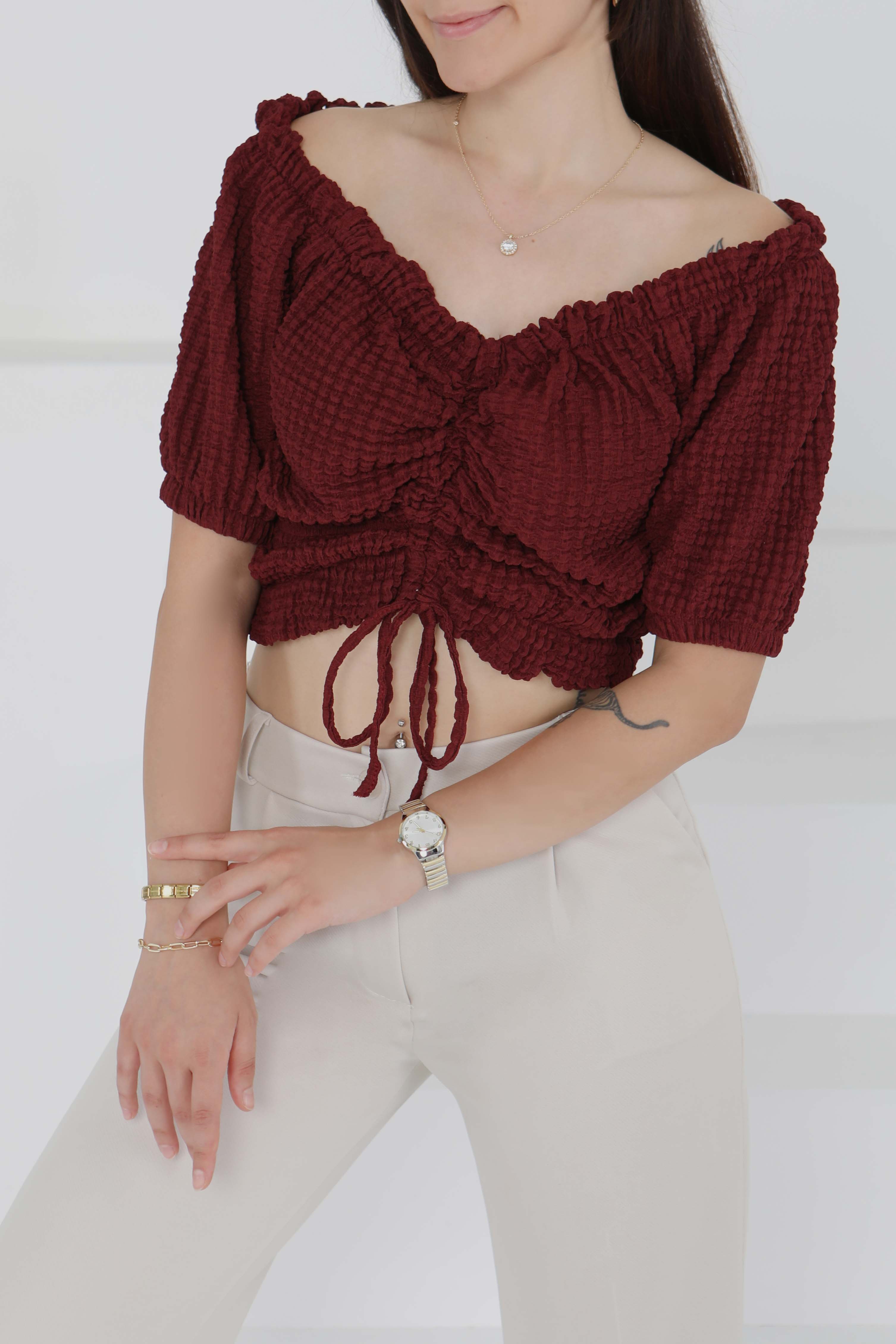 Buffle Büzgülü Crop - 27485