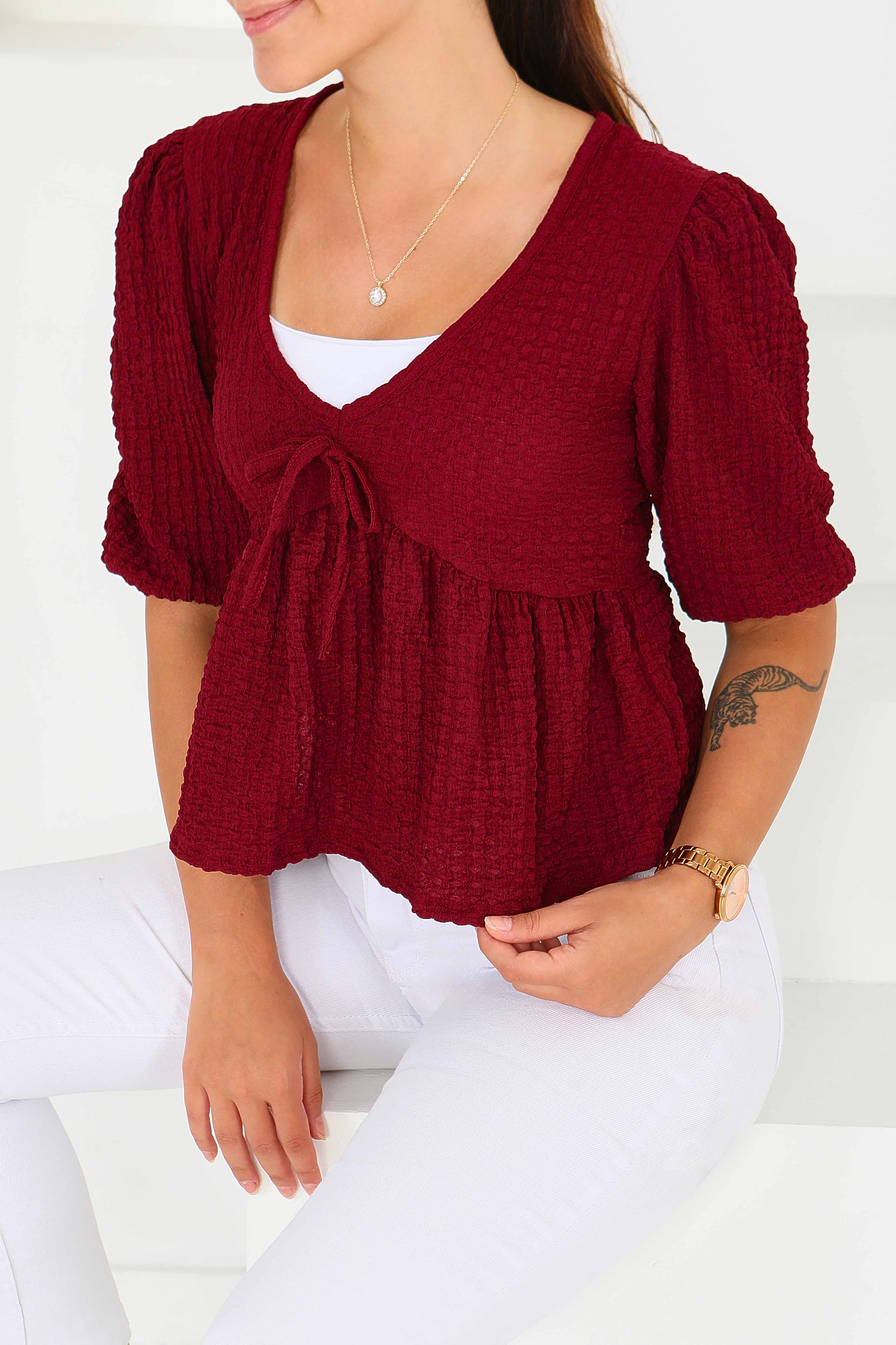 Buffle Kısa Kollu Bluz  - 27538