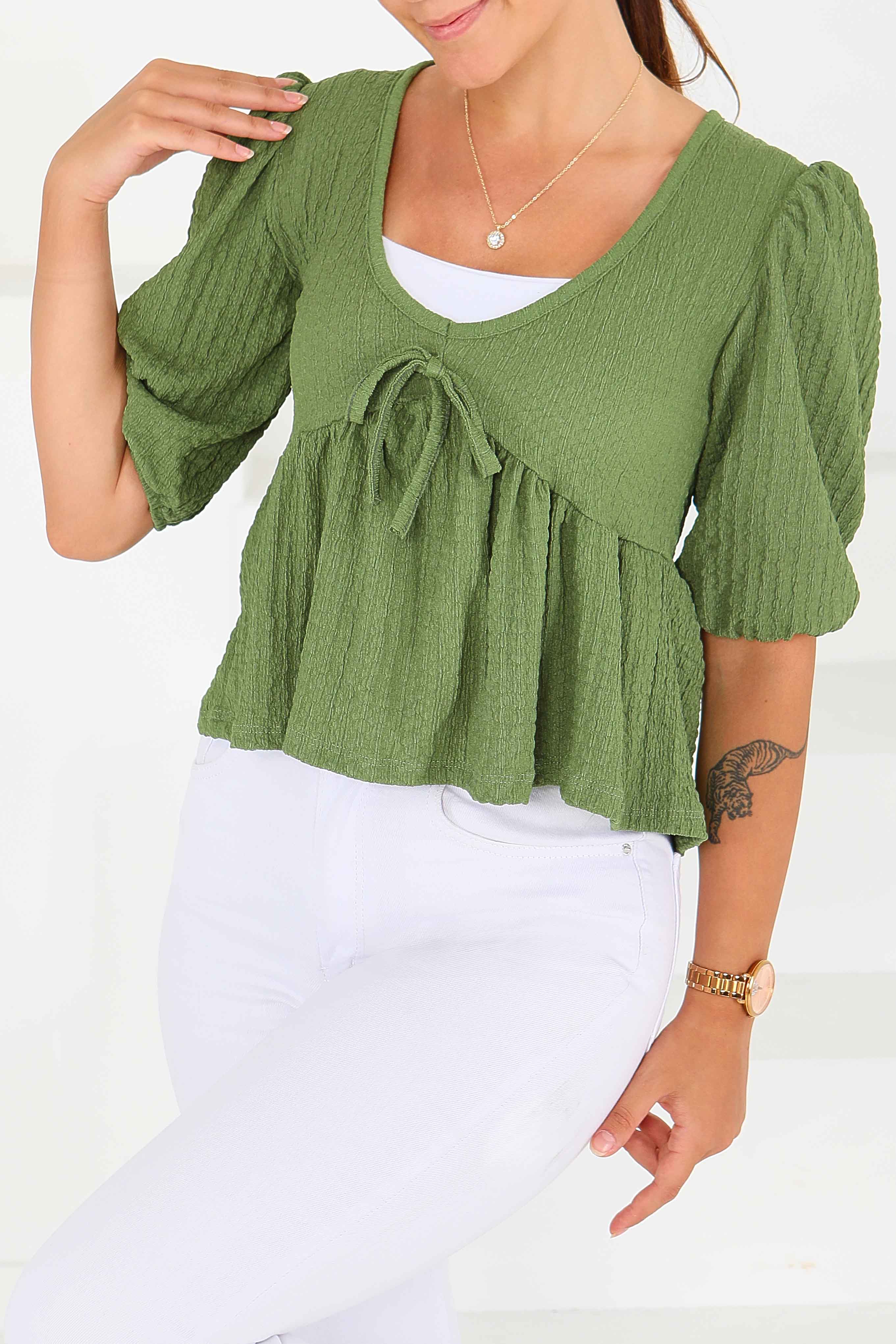 Buffle Kısa Kollu Bluz - 27538