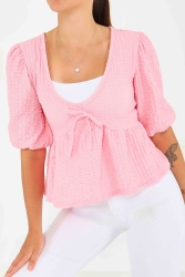 Buffle Kısa Kollu Bluz - 27538 - TOFİSA