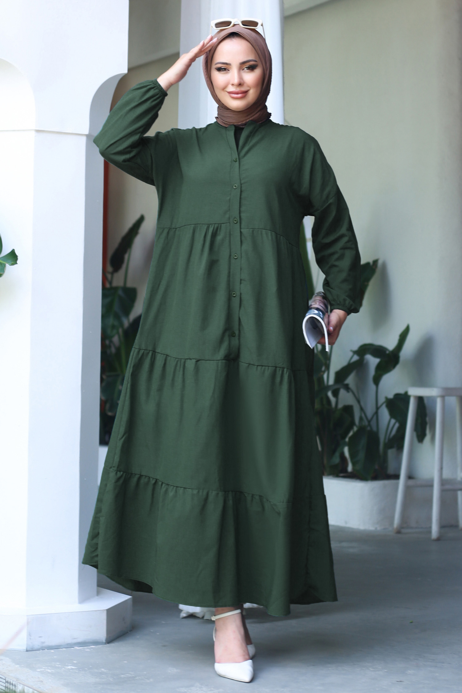 Büzgülü Pat Detaylı Elbise - 27293