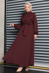 Çapraz Bağlama Bilekte Lastik Detaylı Duoble Elbise - 27864-MURDUM - TOFİSA