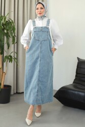 Cep Detaylı Askılı kot Salopet - 27833-BUZ-MAVI - TOFİSA (1)