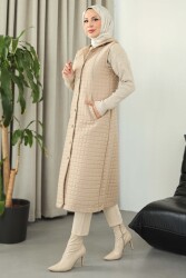 Cepli Zincir Detaylı Kapitone Yelek - 27824-VIZON - TOFİSA (1)