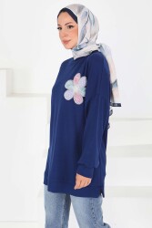 Çiçek İşlemeli Modal Tunik - 27672 - TOFİSA (1)