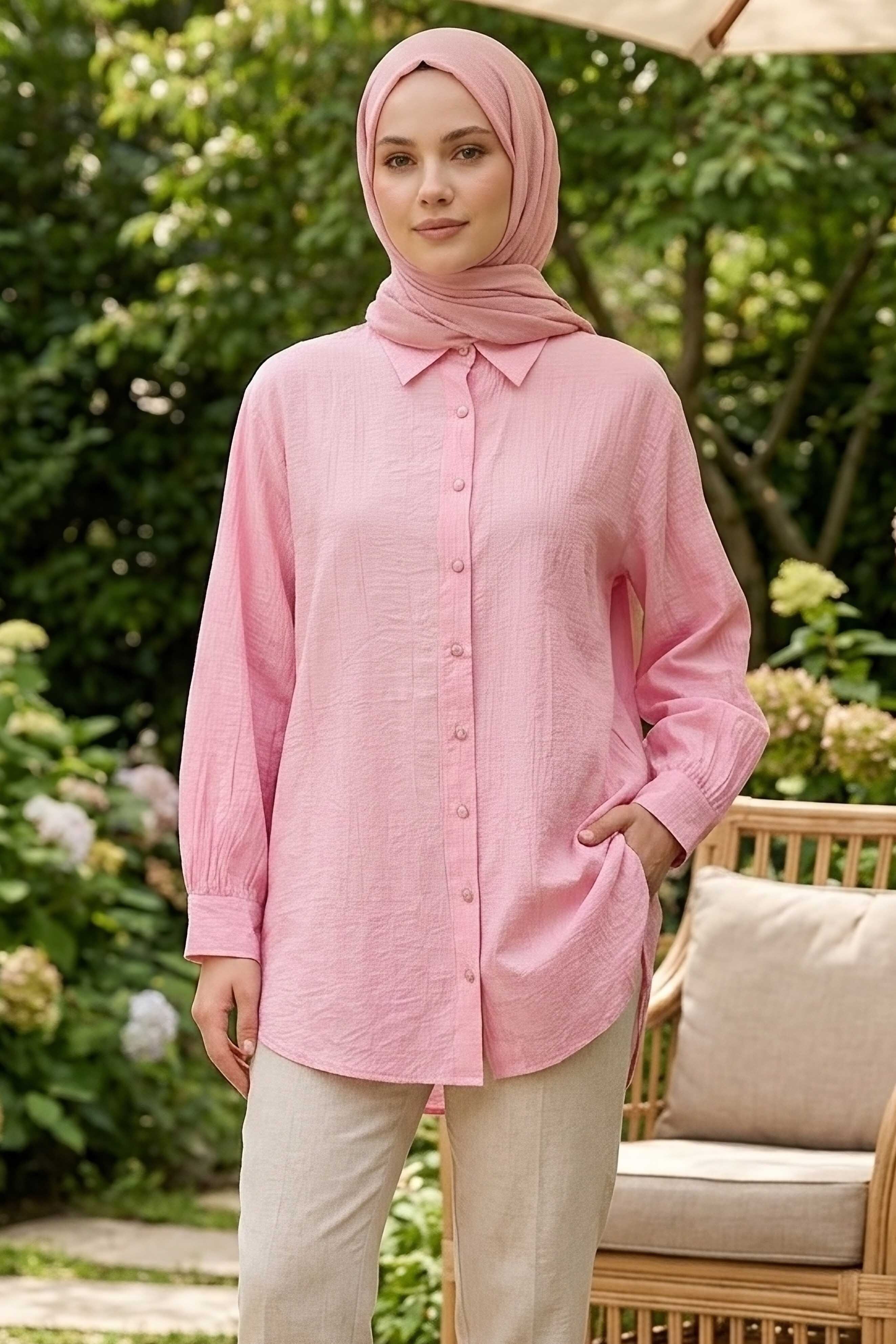 Çilek Tunik  - 1308-PEMBE