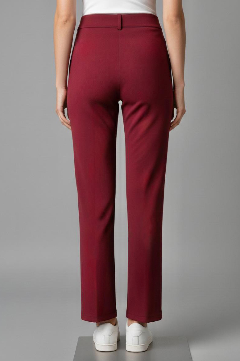Çımalı Cepli Krep Pantolon  - 28167-BORDO