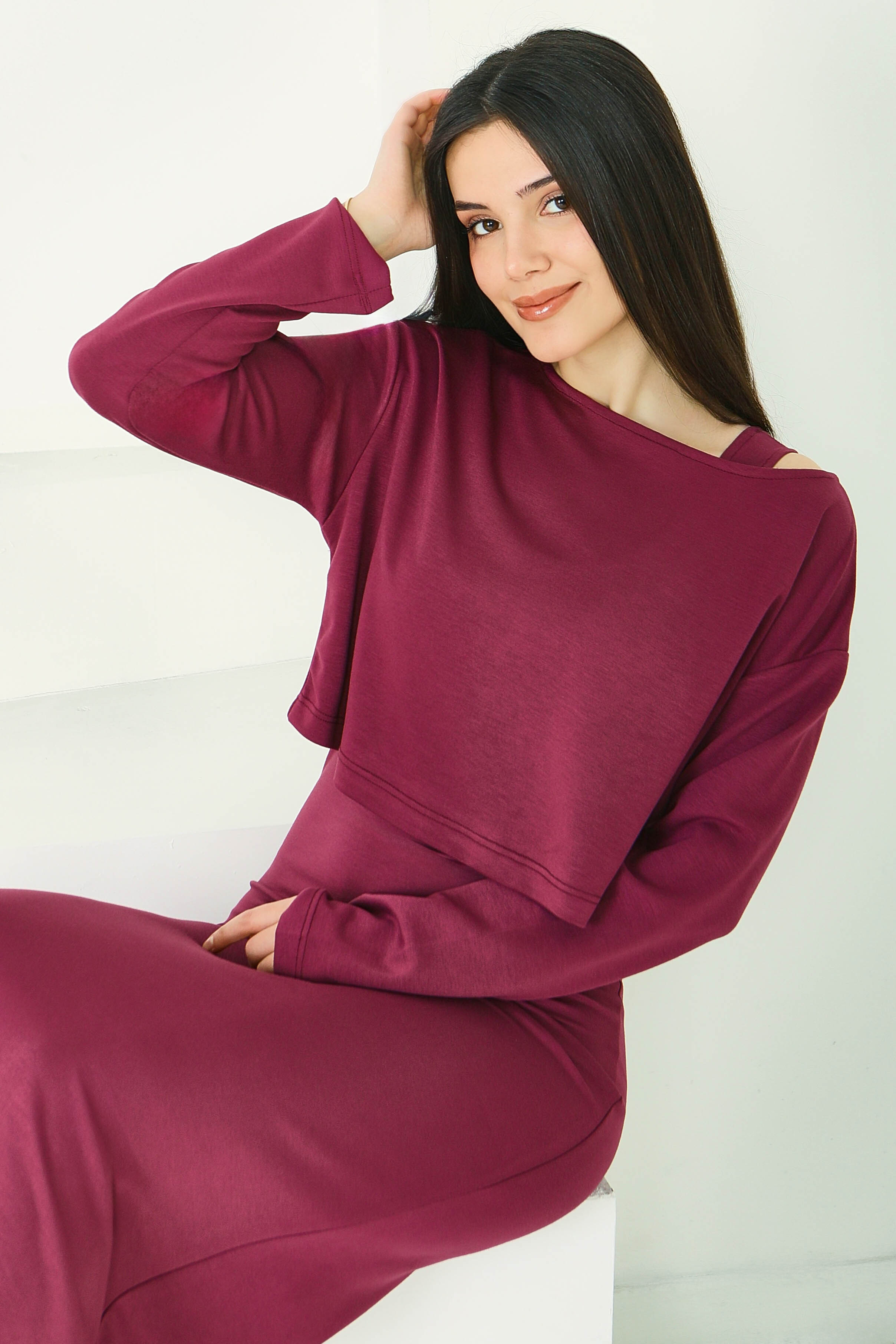 Croplu Elbise Takım  - 28418-MURDUM