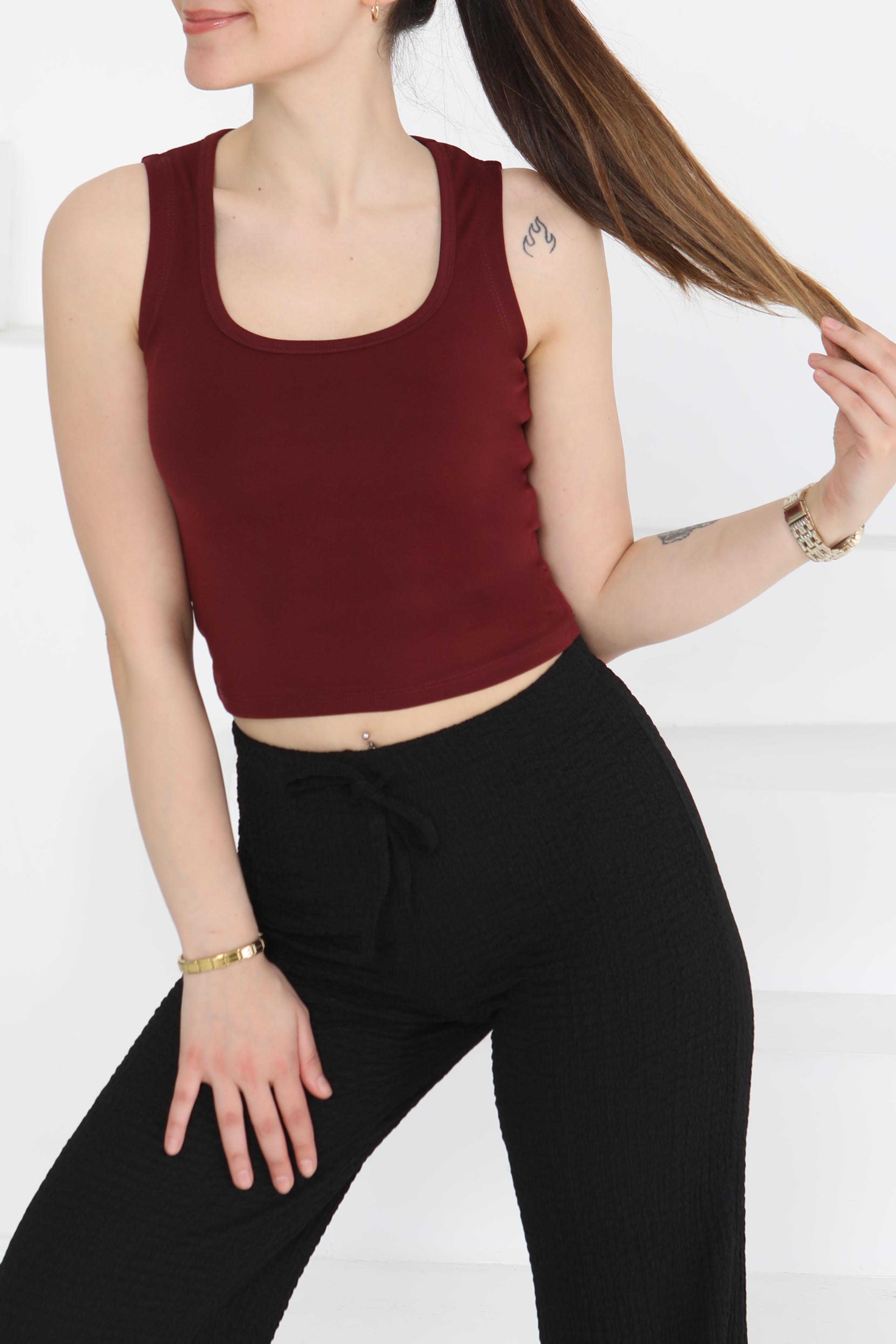 Cupralı Oval Yaka Crop Atlet  - 27278